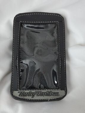 Harley-Davidson Black Leather Magnetic Phone Holster with Clear Window